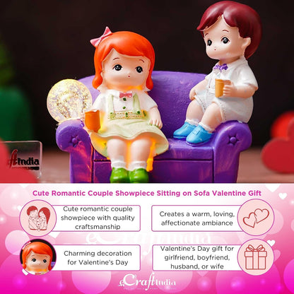eCraftIndia Cute Romantic Couple Showpiece Sitting on Sofa | Anniversary Valentine Gift for Girlfriend Boyfriend Husband Wife Special Love Her Him | Valentine Day Decoration Items