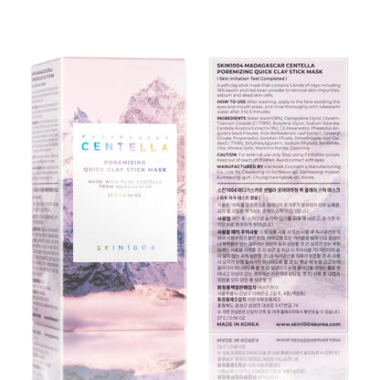SKIN1004 Madagascar Centella Poremizing Quick Clay Stick Mask 27g – Face Mask with 5 Clays & Red Bean Powder for Pore Care, Oil Control, Blackhead Removal & Skin Soothing Korean Skincare
