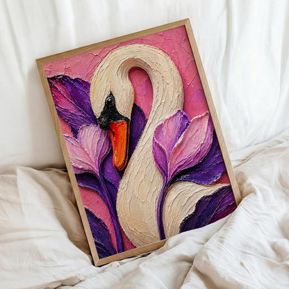 White Swan Framed Wall Art, Natural, 10x13 Inches
