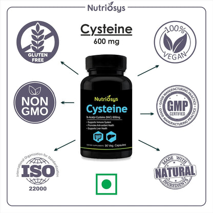 Nutriosys Cysteine 600mg (90 Veg Capsules), Supports immune system