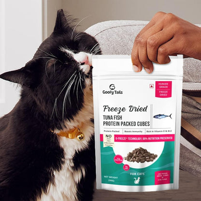 Goofy Tails Freeze Dried Tuna Chunk Cat Treats 30g, Single Ingredient Tuna Cat Treat, Gluten and Grain Free Treats for Cats, Protein and Omega 3, Antioxidant Rich, Easy to Digest Kitten Treat