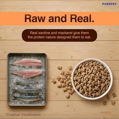 Purepet Adult Dry Cat Food 1kg | Mackerel Flavour | Hairball Protection | Heart Care with Taurine | Skin Health
