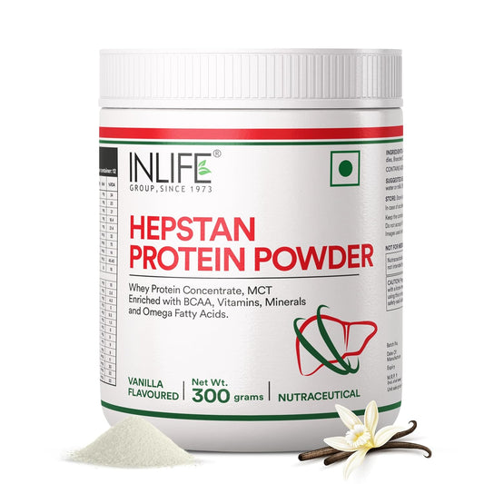 INLIFE Hepstan Liver Care Supplement | Whey Protein Powder with Vitamins Minerals & BCAAs | Nutraceutical for Men and Women – 300g (Vanilla)