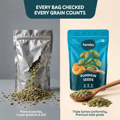 Farmley Pumpkin Seeds I 200g | AAA Grade Pumpkin Seeds for eating | Immunity Booster and Fiber Rich (Pack of 1)
