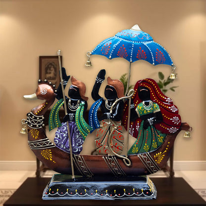 Iron Kewat Showpiece, Ramcharitmanas Inspired Spiritual Table Decor, Mythology Figurine Devotional Gift for Living Room, Housewarming – 12x12 Inch