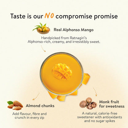 Happy Cultures Plant Protein 505g | 24g Vegan Protein with Alphonso Mango, Almond & Ashwagandha | Probiotics, No Added Sugar, Dairy Free, Easy to Digest