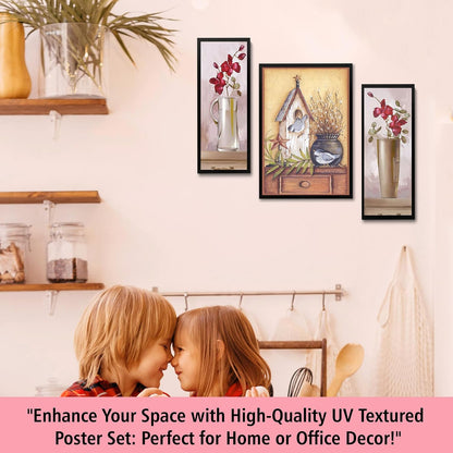 Wall Painting Frames For decor, Pictures Frame For Living Room, Home Decoration, Bedroom, Set of 3, 1pc- 23 x 30 cm, 2pc- 12.5 x 30 cm (Design 15)