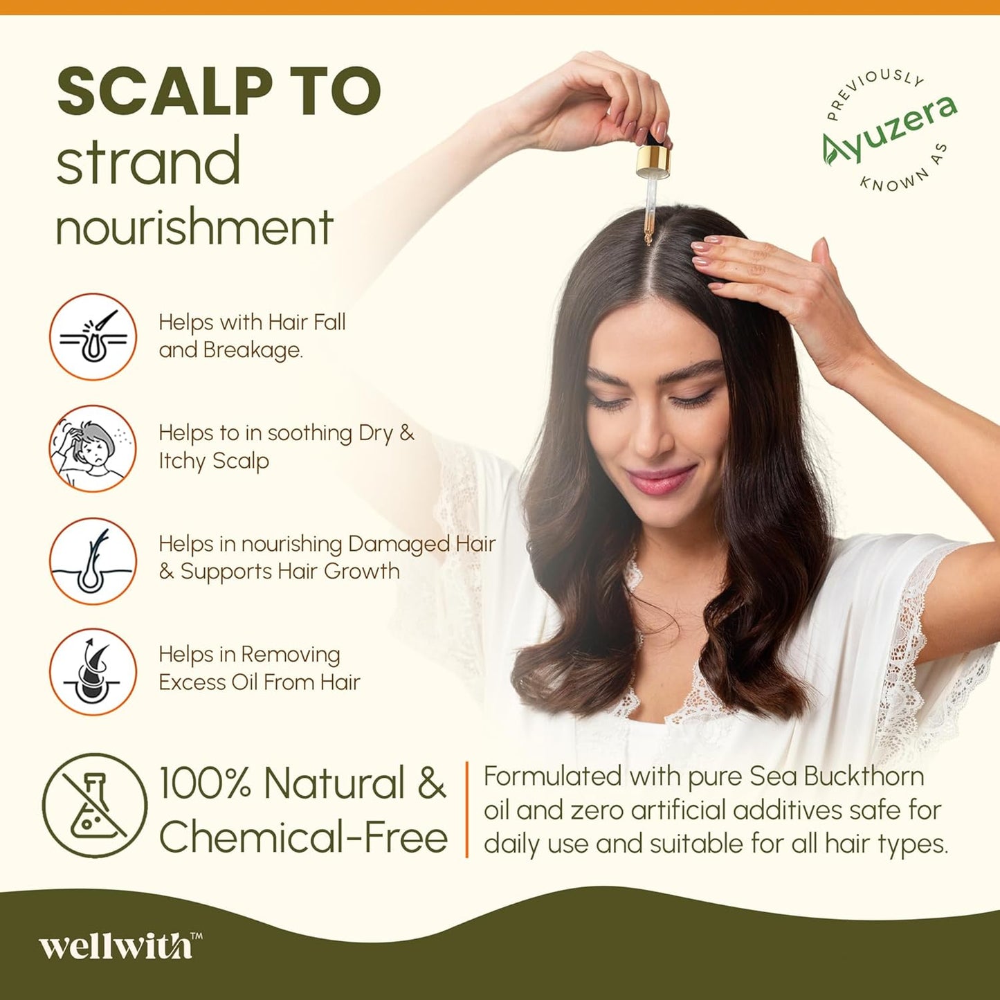 Wellwith (Ayuzera) Sea Buckthorn Berry Oil 10ml | Face & Hair Serum | Nourishing Oil | Omega 3,6,7 & 9 | Collagen Boosting | Dull Skin & Fine Lines & Dark Spots | For Smooth, Glowing Skin (Pack of 1)