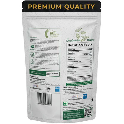 GOURMET HEALTH IMPRESSIONS | Superior Grade Whole Green Cardamom (Elaichi) - 8MM BOLD Size | Large Size | Aromatic Green Pods, Non-GMO - Perfect for Culinary & Aromatic Uses | GHI Foods