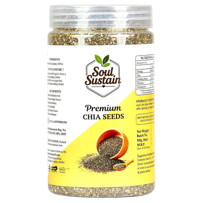 Chia Seeds Raw Superfood Omega‑3 ALA Rich, High Fiber Nutrition, Plant Protein Boost, Gut Health Support, Diet Friendly, Smoothies & Puddings, Baking & Meal Toppers, Seeds for Daily Use