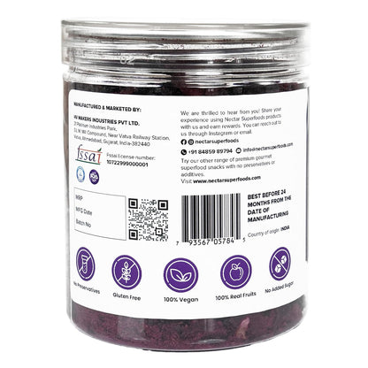 Nectar Superfoods Freeze Dried Black jamun slices- 50 grams Jar-Pack of 1 Nos | 100% Natural & Pure | No Preservatives, No Sugar Added, Vegan | Ideal for Cooking & Seasoning | Made in India