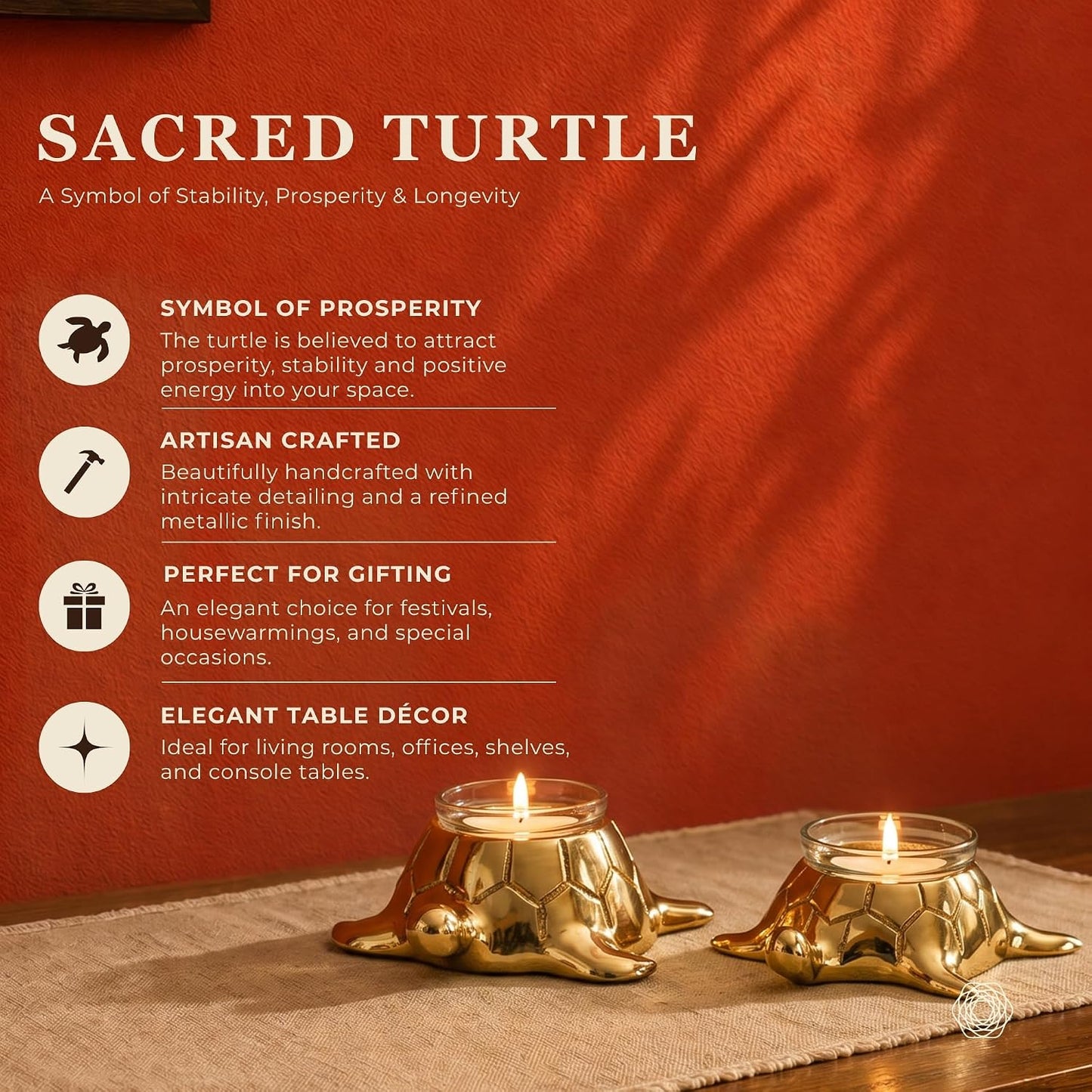BEHOMA Golden Turtle Votive Holder Mother and Child Set
