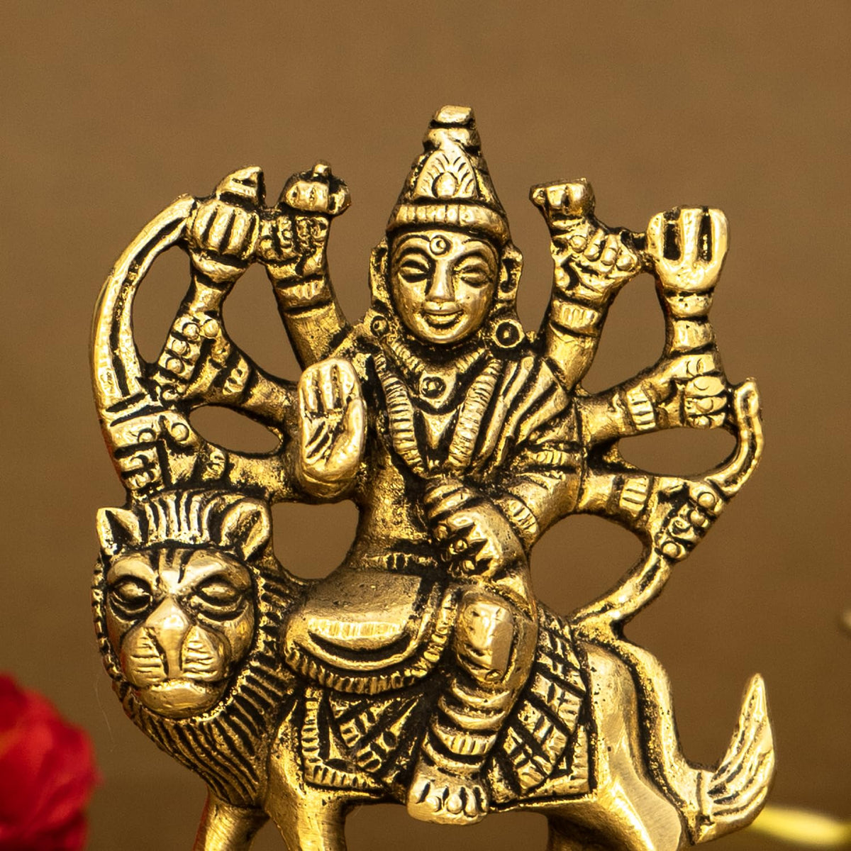 100% Pure Brass Durga Maa Idol | Durga MATA Murti for Home Decor & Puja Room | MATA Rani Murti for Office Desk | Maa Durga Idol for Gift