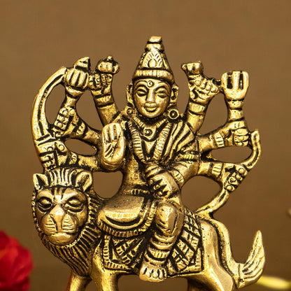 100% Pure Brass Durga Maa Idol | Durga MATA Murti for Home Decor & Puja Room | MATA Rani Murti for Office Desk | Maa Durga Idol for Gift