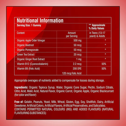 Nutritions ACV Gummies With Mother | Apple Cider Vinegar 30 Vegan Gummies For Women and Men | Formulated For Appetite Control, Improves Digestive and Gut Health