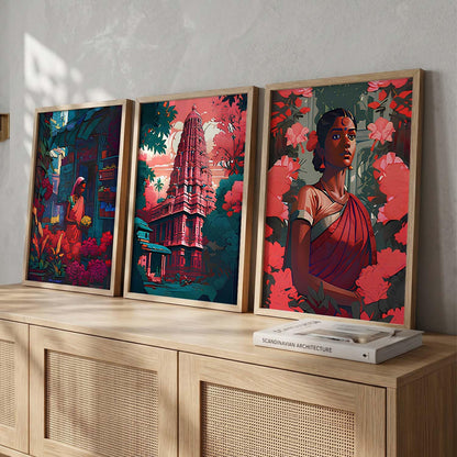 Premium Digital Painting with Frame for Home Decor - Painting for Living Room Bedroom Office Room Decor - Painting for Wall Decoration - Pack of 3 (Modern Art Painting, Design07, 10X13 inch)