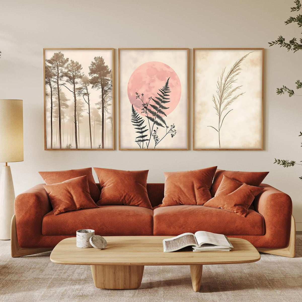 Painting Boho Wall Art Home Decoration Paintings With Frame For Living Room Bed Room Hotel Wall Decor Digital Reprint Set of 3 (Boho 4, 13x19 inch)