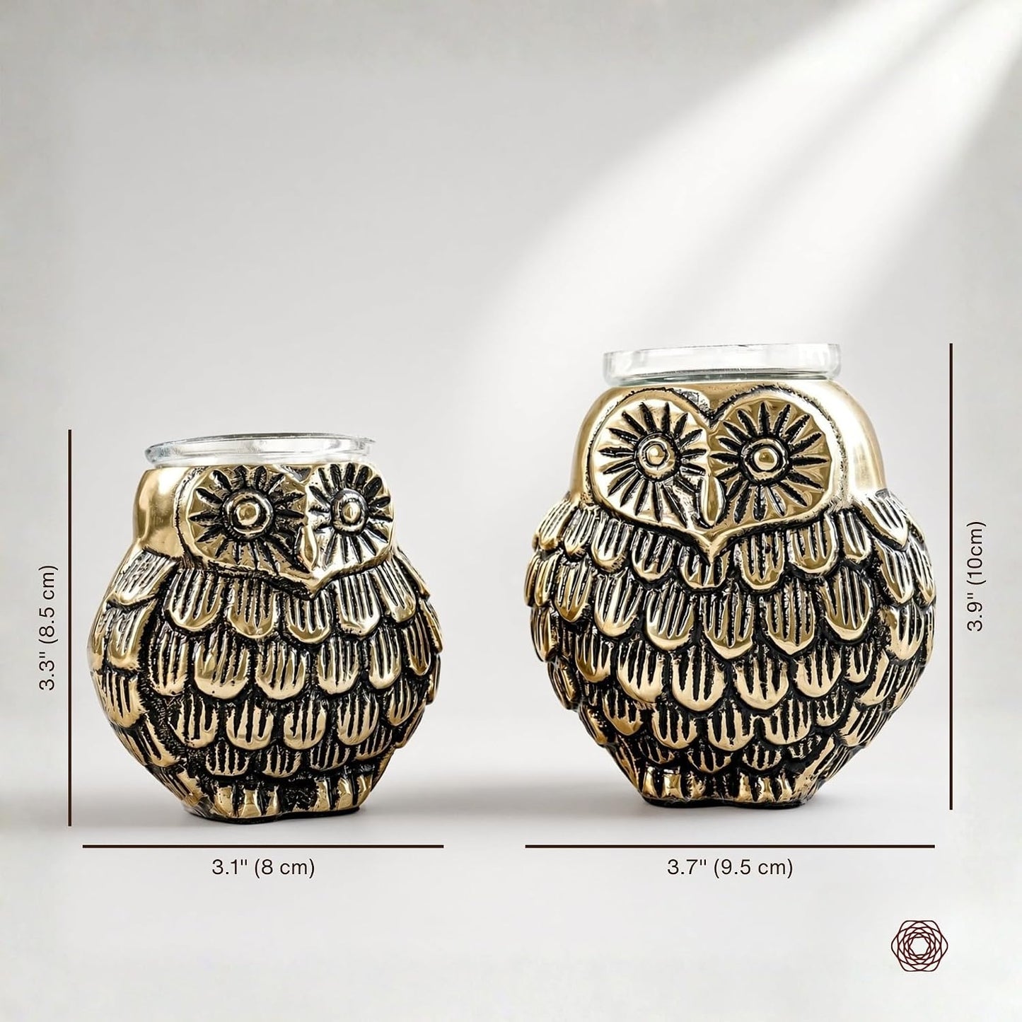 BEHOMA Metal Owls Votive Holder Mother and Child Set