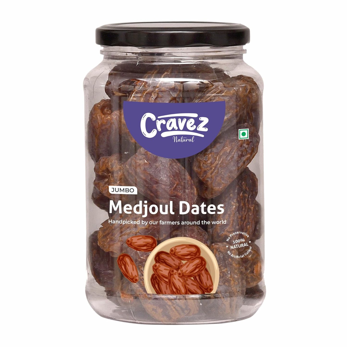 cravez Premium Medjool Dates (Medjoul) 400 Gram|Jumbo,Juicy,And Naturally Sweet|Healthy Snack & Energy Boost|High Fiber|Energy Boost With No Preservatives|King Of Dates|Diwali Gift Box,Fresh