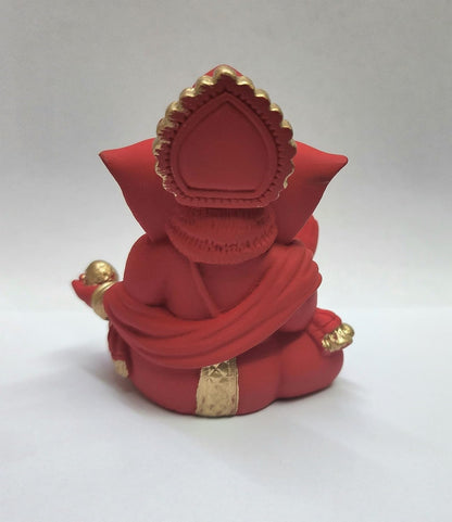 Gold Art India Terracotta Red Gaddi Ganesha for Car Dashboard Home Decor Gifting Diwali Birthday Festivals (GADDITERRACOTTARED)