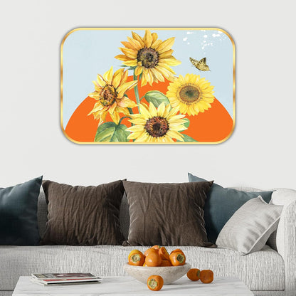 Abstract flower modern art Premium Sparkle Lamination Finished Surface Golden Slim Frame 30 cm x 46 cm Large Size, For Home/Office/Hotel painting MG32