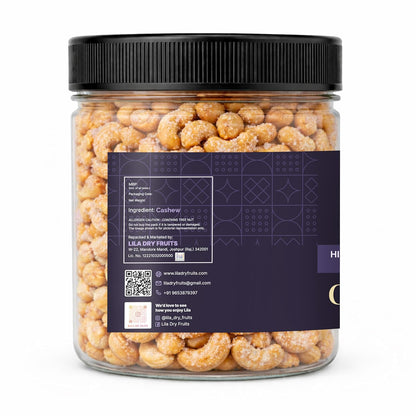 LILA DRY FRUITS Roasted Cashew Nuts Himalayan Pink Salt Flavour | Premium Crunchy Salted Kaju Snack Protein Rich Roasted Dry Fruits Healthy Namkeen Snack for Daily Munching Perfect for Gifting