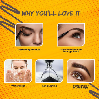 FACES CANADA Ultime Pro Eyebrow Defining Pencil - Tan 01, 1.2 g | Gel Gliding, Long Lasting Color Pay Off | Natural Looking Brows | With Spoolie Brush | Waterproof, Transferproof & Smudgeproof
