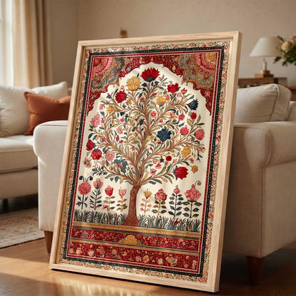 Living Room Bed Room Hotel Wall Decor | Decorative Indian Traditional Madhubani Wall Art Home Decor Painting poster With Frame | Digital Reprint (14X20 inch)