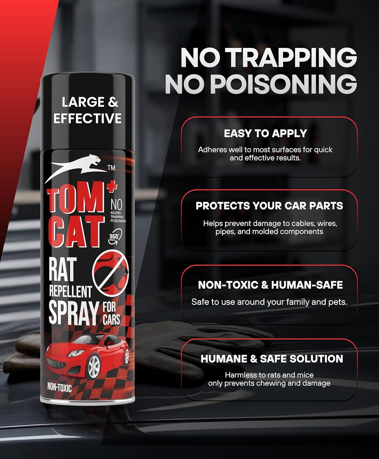 Shadow Securitronics Tom Cat Rat Repellent Spray For Cars 120Ml Highly Effective Protect Wires In Car,Bike&Outdoor Utilities Non Toxic Only Repels 6-8 Weeks Protection 100Ml-FORMULATION 2X
