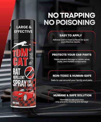 Shadow Securitronics Tom Cat Rat Repellent Spray For Cars 120Ml Highly Effective Protect Wires In Car,Bike&Outdoor Utilities Non Toxic Only Repels 6-8 Weeks Protection 100Ml-FORMULATION 2X