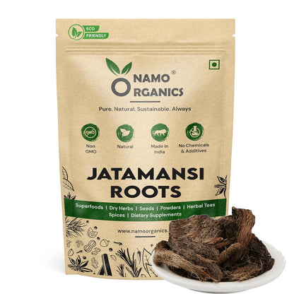Namo Organcis Jatamansi Root 100g - Balchad - Jatamasi Jadd - Jatila - Nardostachys Jatamansi - Pure & Natural (100 Grams)