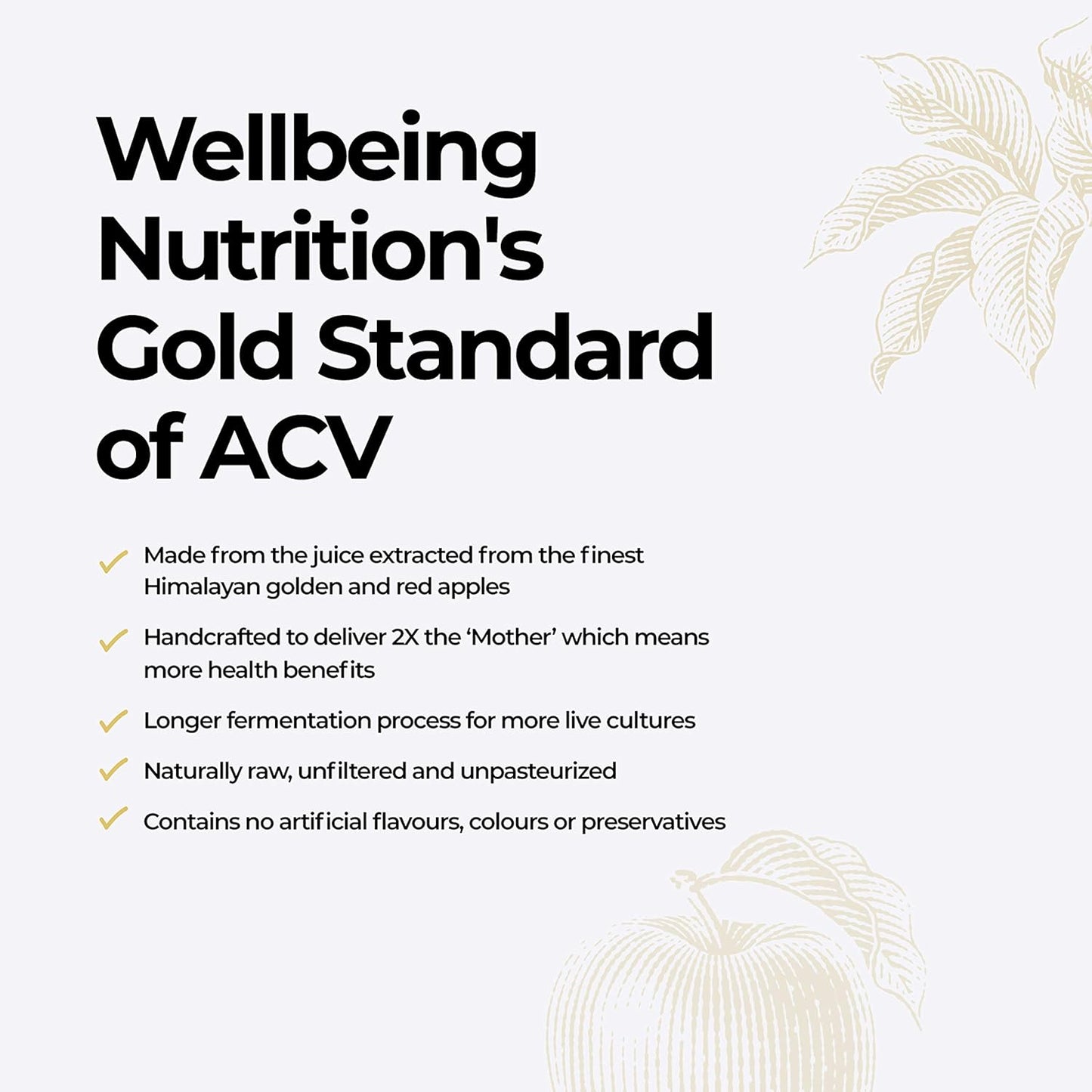 Wellbeing Nutrition Organic Himalayan Apple Cider Vinegar (ACV) with Mother of Vinegar | 2X Strands of Probiotic and Enzymes | Raw, Unfiltered, Unpasteurized | 500ml