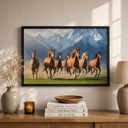 7 Horse Vastu Wall Painting (Landscape Collection) (Natural, Design 21, 48L x 33W cm)