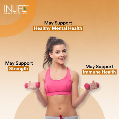 INLIFE Ashwagandha Extract (Withania Somnifera) with > 7% withanolides| Ayurvedic Supplement | Immunity and General Wellness, 500mg - 60 Vegetarian Capsules (Pack of 1, 60)