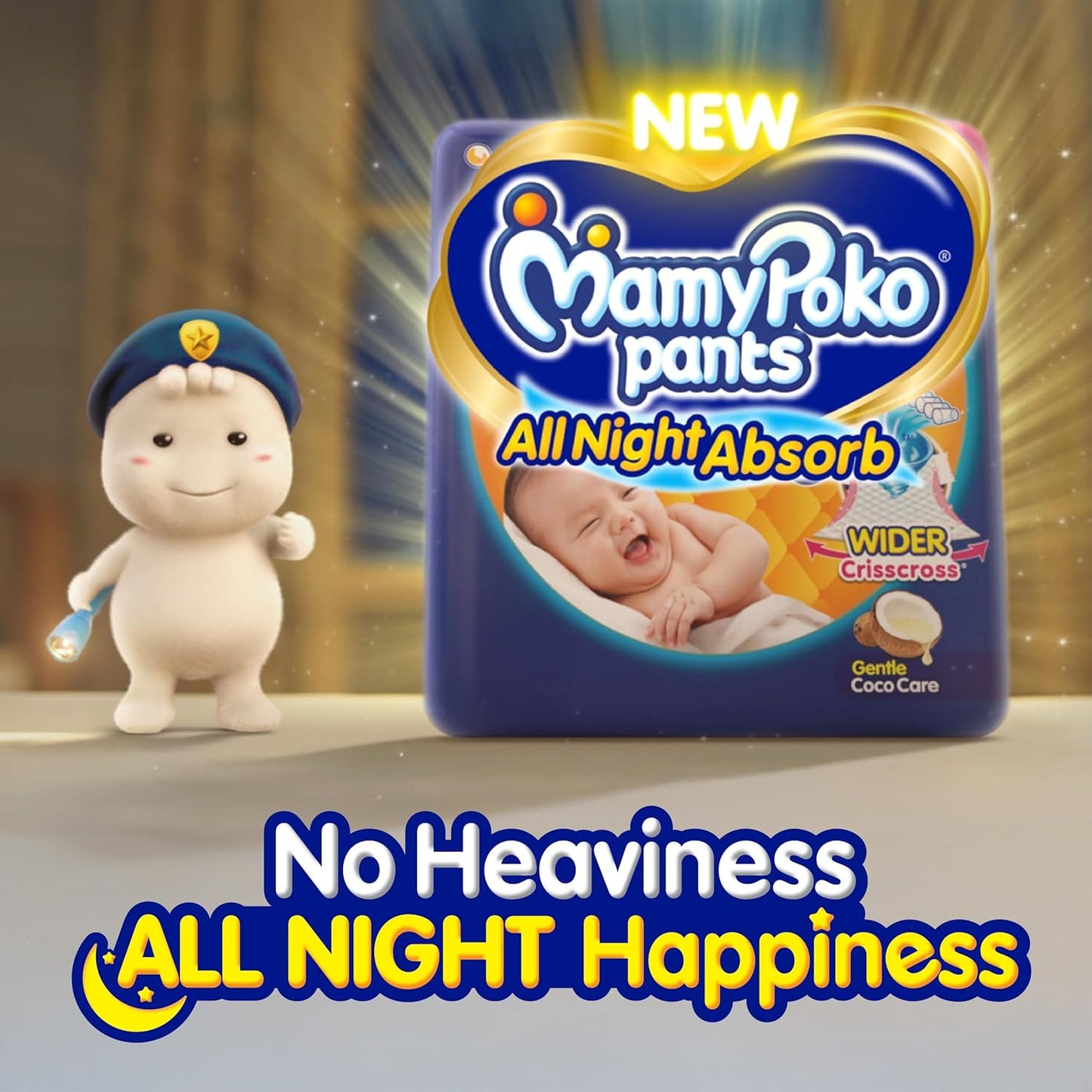 Mamypoko pants All Night AbsorbPant Style Baby Diapers Size(XL), 52 Count, Ideal for 12-17Kgs|+50% wider and repeated absorption for all night 12hr protection from leakage, prevents heaviness.