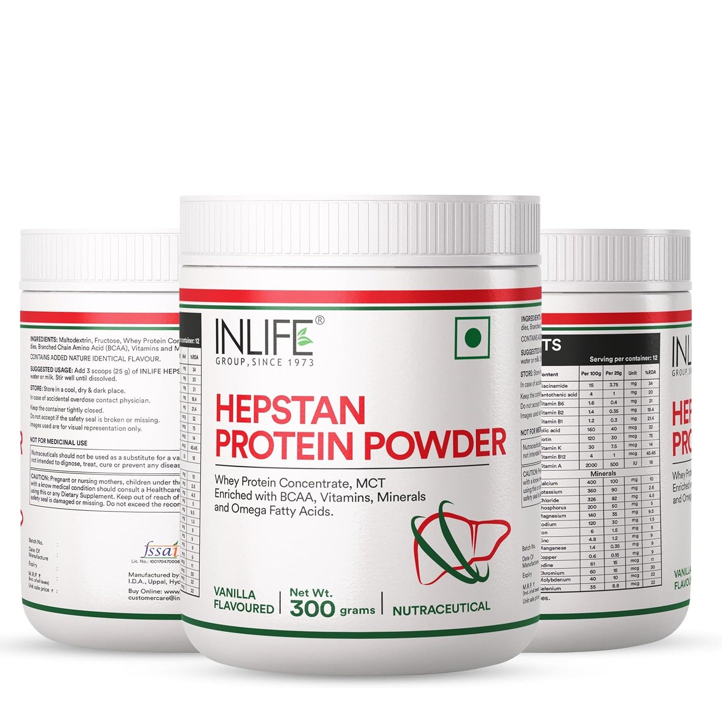 INLIFE Hepstan Liver Care Supplement | Whey Protein Powder with Vitamins Minerals & BCAAs | Nutraceutical for Men and Women – 300g (Vanilla)