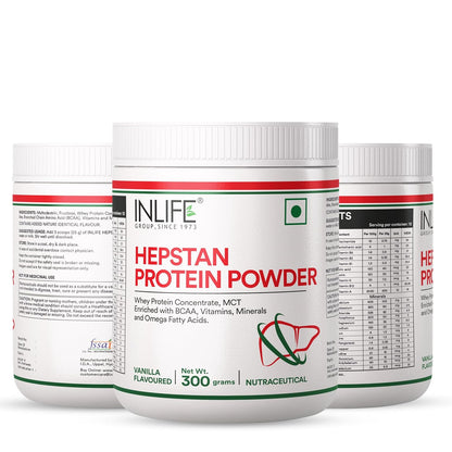 INLIFE Hepstan Liver Care Supplement | Whey Protein Powder with Vitamins Minerals & BCAAs | Nutraceutical for Men and Women – 300g (Vanilla)