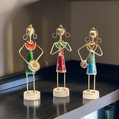 Small Cute 7.5 inch Metal Musician Dolls for Living Room Decor, Tabletop Home Decor Showpiece Item, Housewarming Gift (Lanky Dolls)