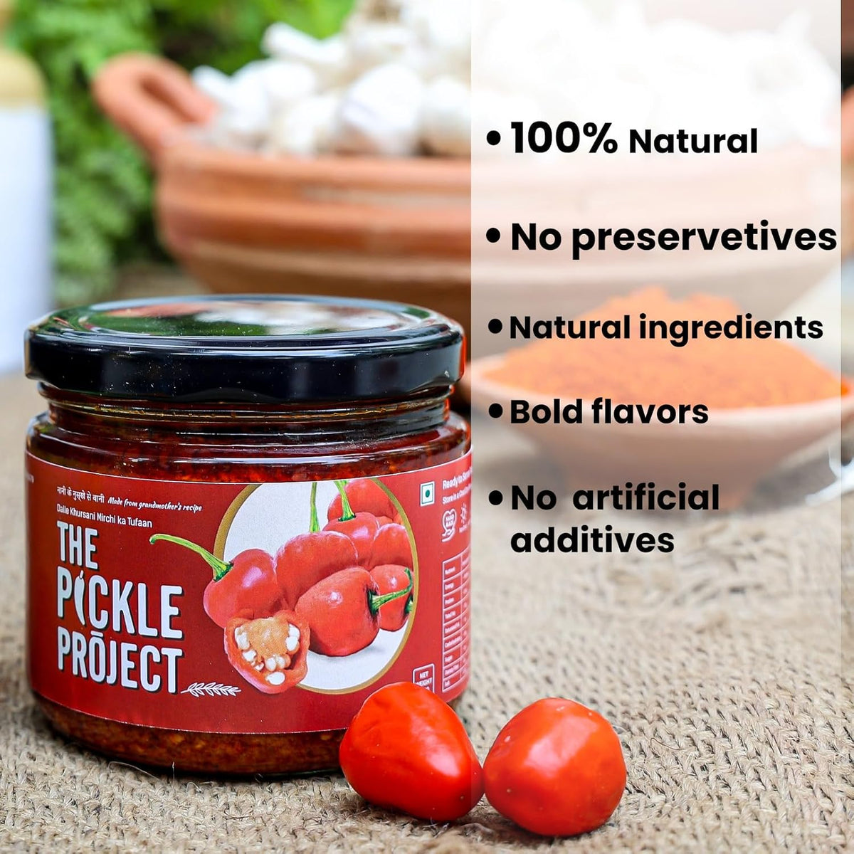 The Pickle Project Dalle Khursani Pickle 300g | Authentic Himalayan Red Chilli Achar in Mustard Oil | Handcrafted | No Preservatives | Darjeeling Special