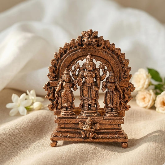 Pure Copper Ramdarbar Murti | Handcrafted Copper Idol for Pooja Room, Vastu Decor | Traditional & Auspicious Religious Hindu God Showpiece & Gift Item | 126gm (7.5x5 cm)