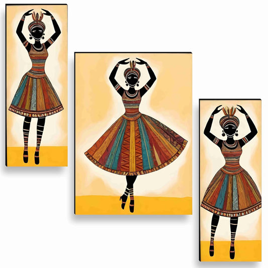 african ladies Paintings for Wall Decoration - Set Of 3, 3d modern art Painting for Living Room Large Size with Frames for Home Decoration, Hotel, Office painting 50.8 cm x 30.48 cm A-JM-36050