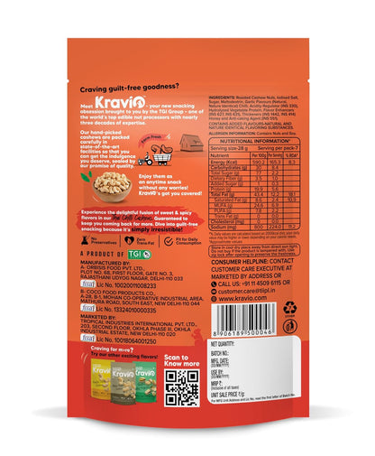Kravio Premium Thai Chilli Roasted Cashew Nuts | Spicy Crunch - 200g