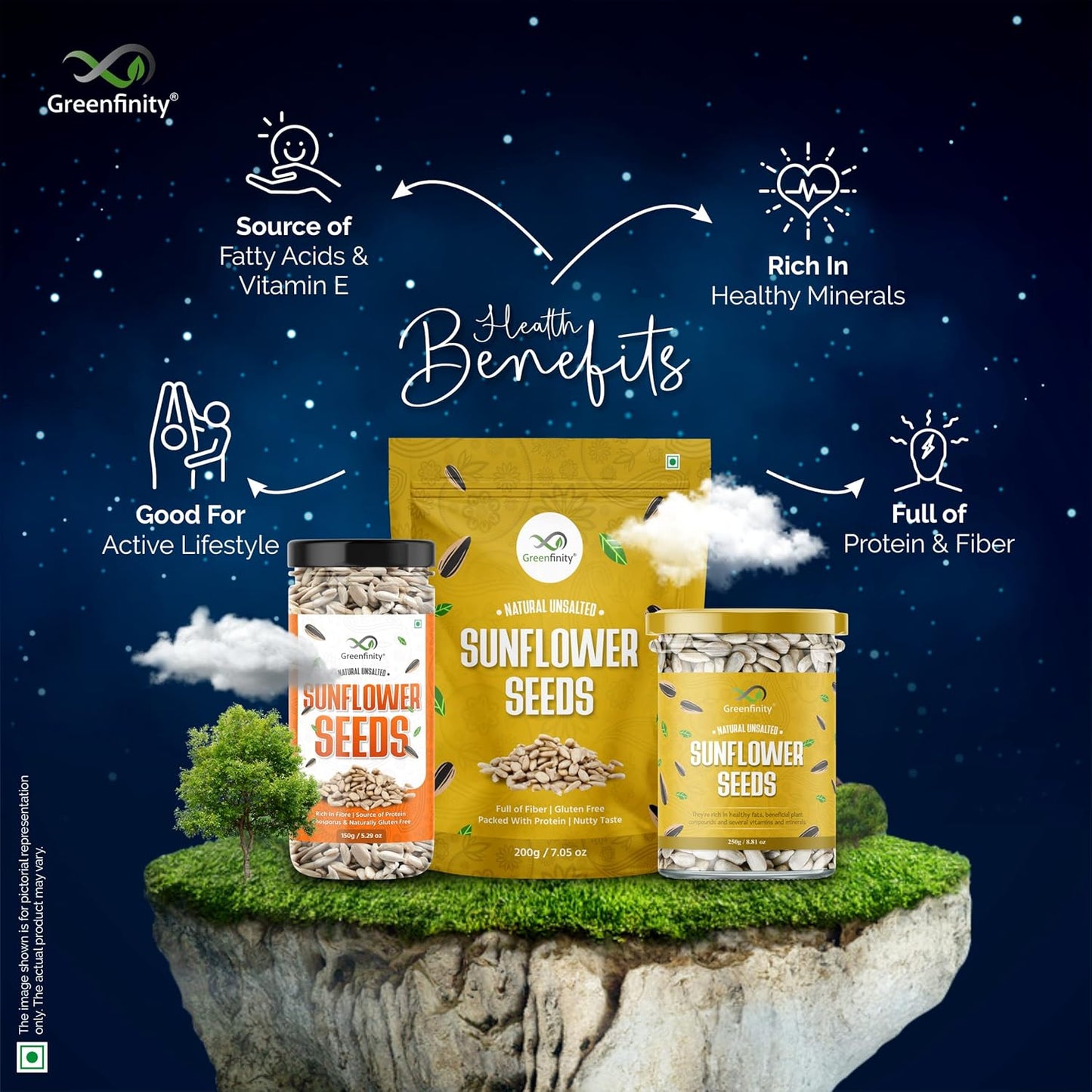 GreenFinity Raw Pumpkin & Sunflower Seeds | Pack of 2 × 250g (500g) | High Protein & Fibre | Unsalted, Healthy Ready-to-Eat Super Seeds | Fresh Jar Pack