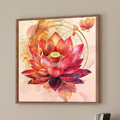 Modern Vastu Lotus Flower Framed Canvas Wall Art Painting for Living Room | Abstract Floral Painting with Frame perfect item for Home decor, Bedroom & office Size : 23x23 Inch
