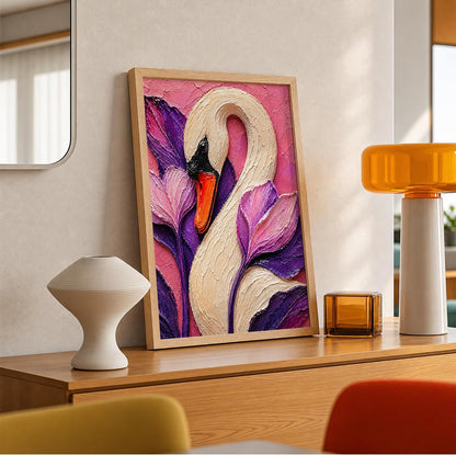White Swan Framed Wall Art, Natural, 10x13 Inches
