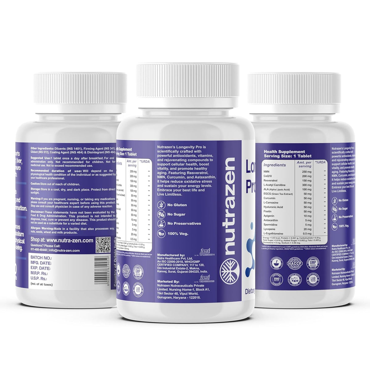 Nutrazen Longevity Pro - 30 Tablets | Resveratrol, CoQ10, EGCG, AHA