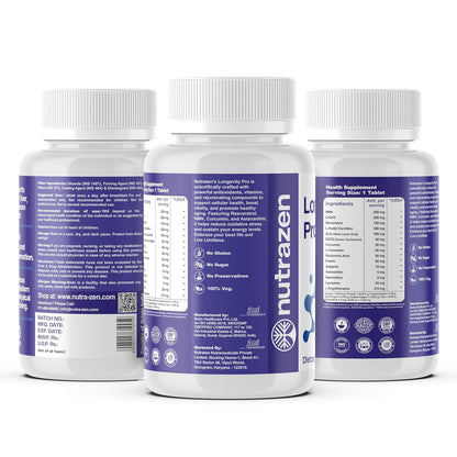 Nutrazen Longevity Pro - 30 Tablets | Resveratrol, CoQ10, EGCG, AHA