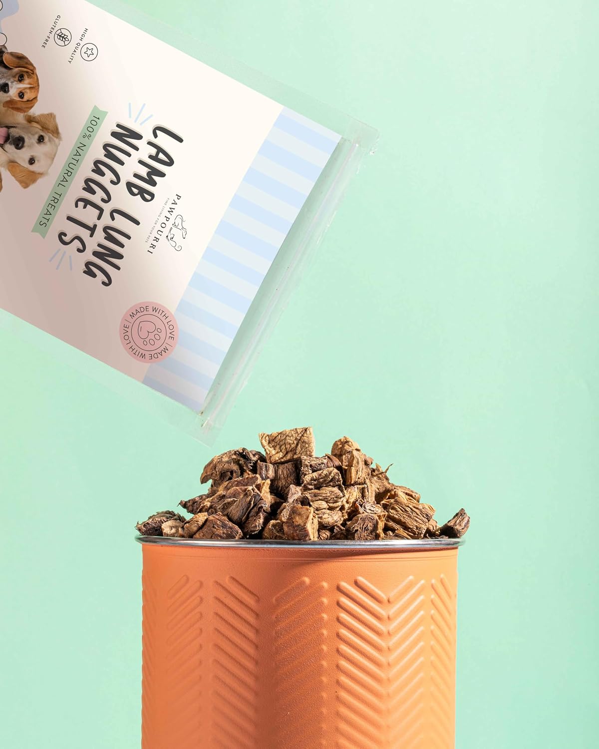 PAWPOURRI Made with 100% Natural Lamb Lung Nuggets Treats Suitable for All Sized Dogs & Breeds (Lamb Lung Nuggets)