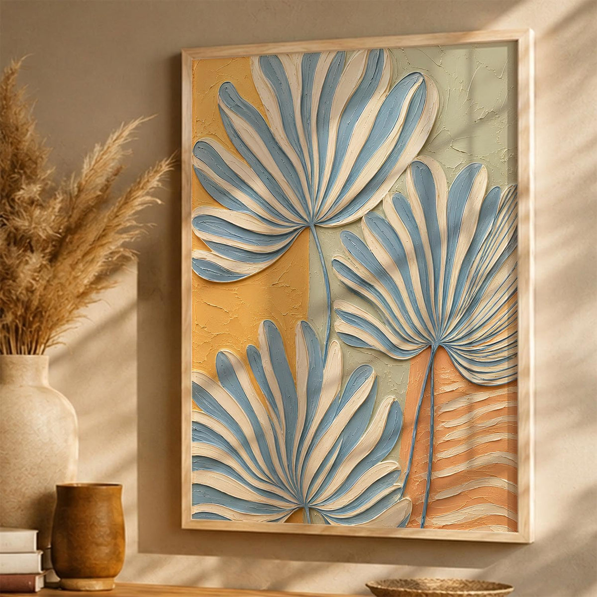 Decorative Floral Wall Art Painting With Frame | Floral Painting For Living Room Bed Room Hotel Wall Decor Digital Reprint (14X20 inch)