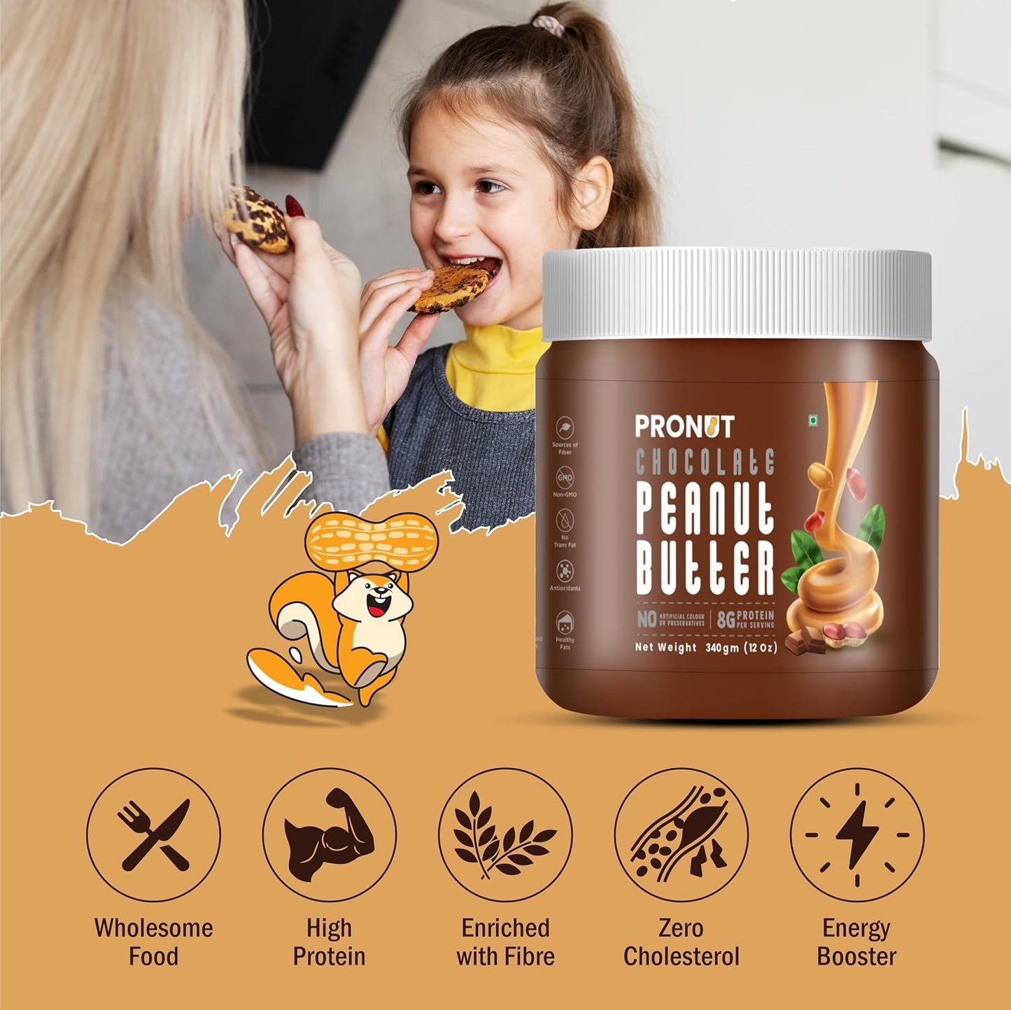 PRONUT Chocolate Peanut Butter|Pure Dark Chocolate|High Protein|Vegan|Gluten-Free